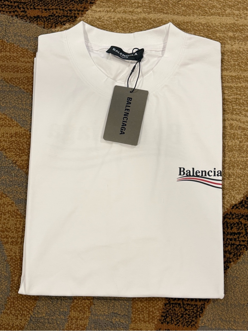Balenciaga White Crewneck Tee with Subtle Banded Logo